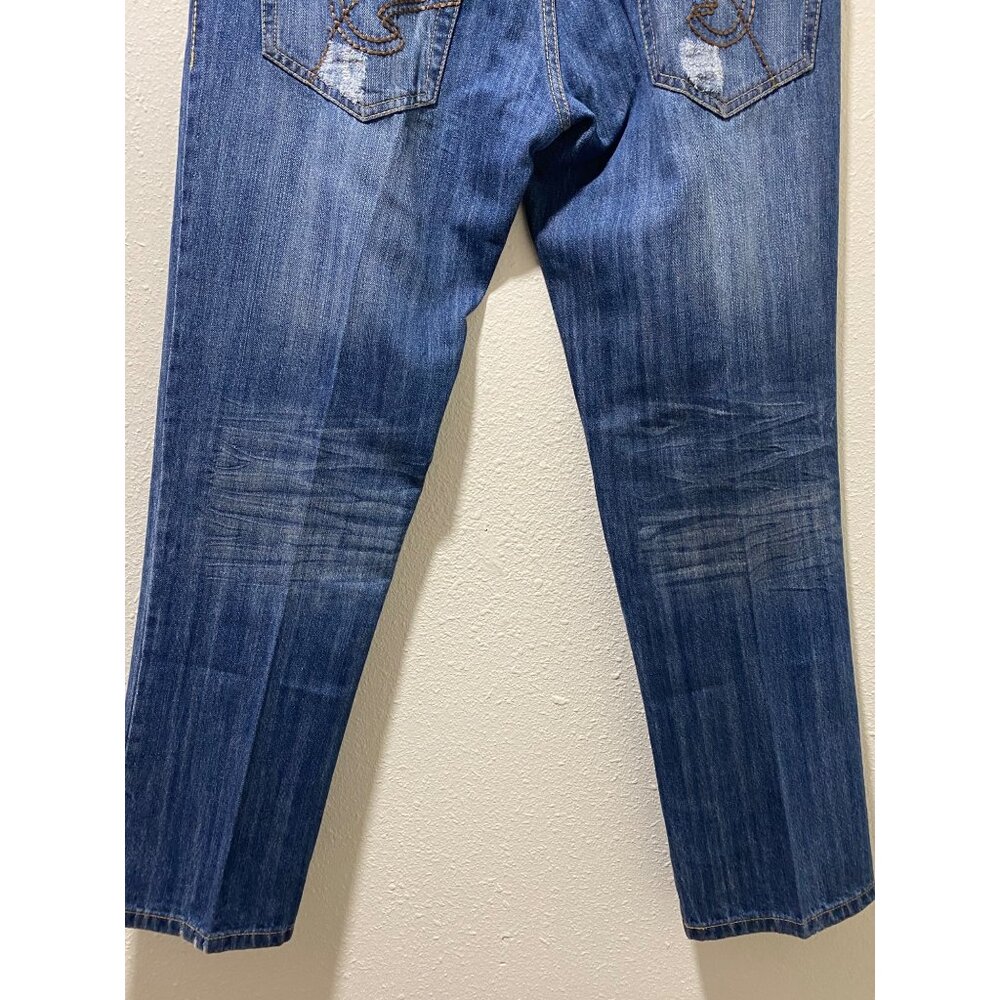 Carbon Black Distressed Jeans Mens 34x30 Blue Ripped Destroyed Denim 100% Cotton - Picture 10 of 15